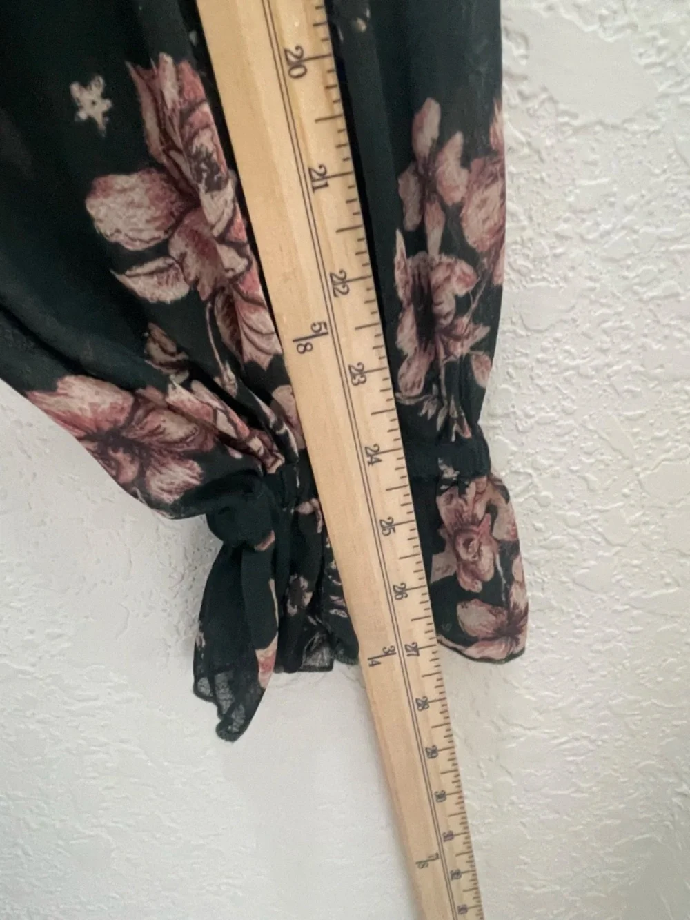 Free People Black Pink Floral Maxi Dress Sheer Long Sleeve Tiered Boho Sz Small - Picture 11 of 16